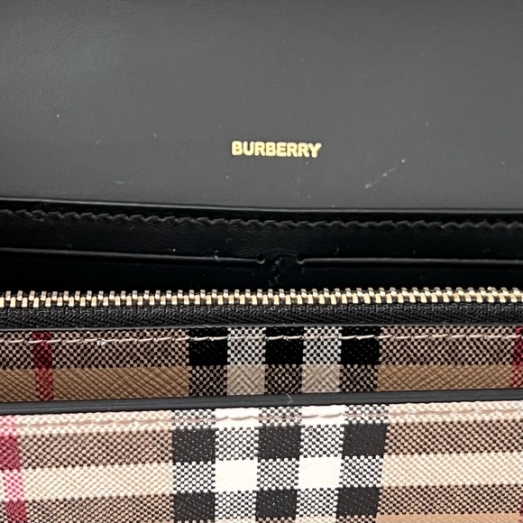 Burberry Check Leather Crossbody Bag in Black - Picture 10 of 13
